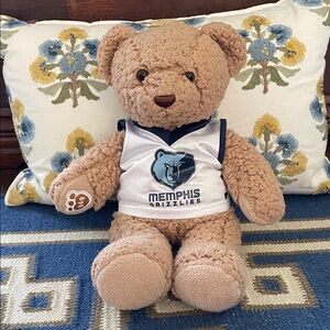 Build-A-Bear Tan Teddy with Blue and White Jersey